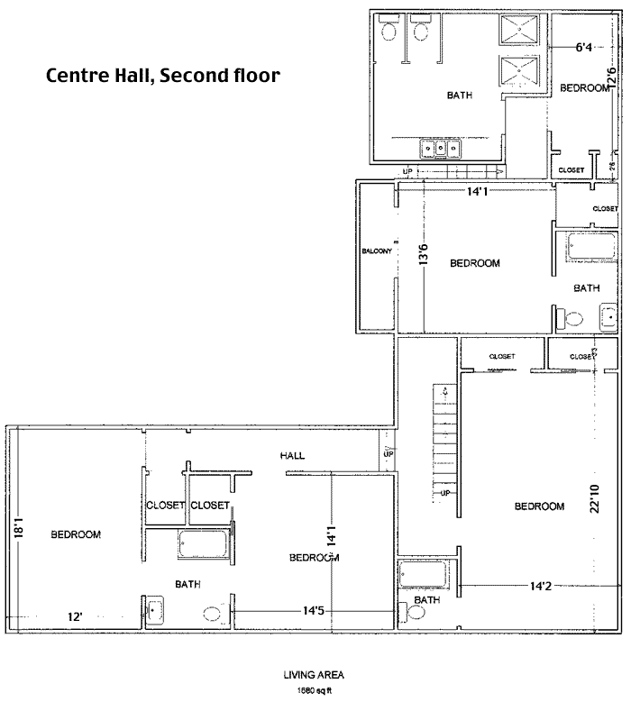 Centre Hall room dimensions-second floor