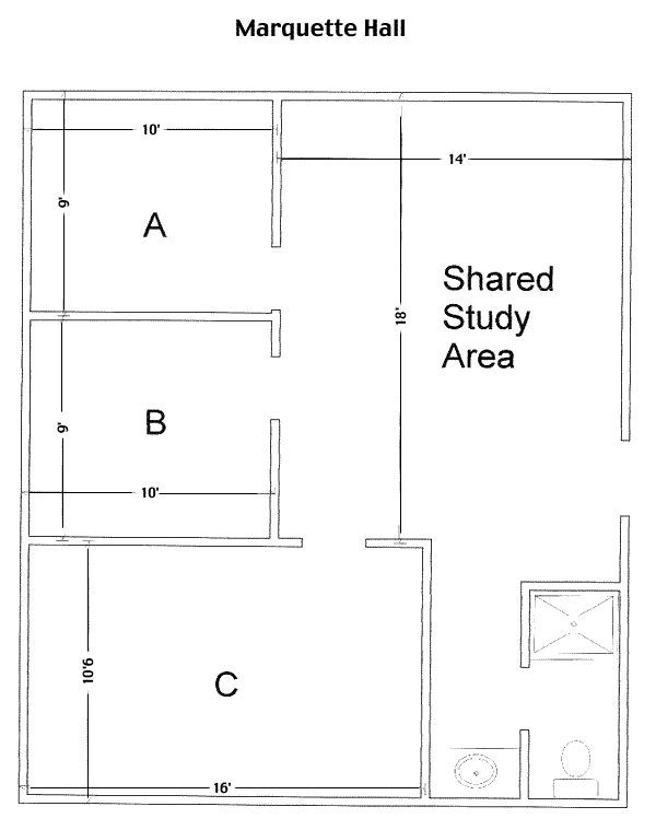Marquette Hall room dimensions